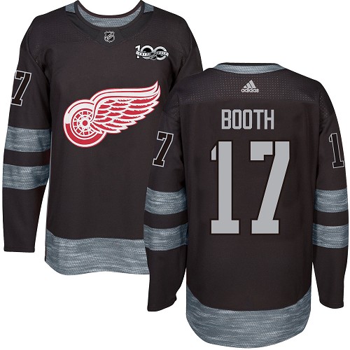 Men's Adidas Detroit Red Wings #17 David Booth Authentic Black 1917-2017 100th Anniversary NHL Jersey
