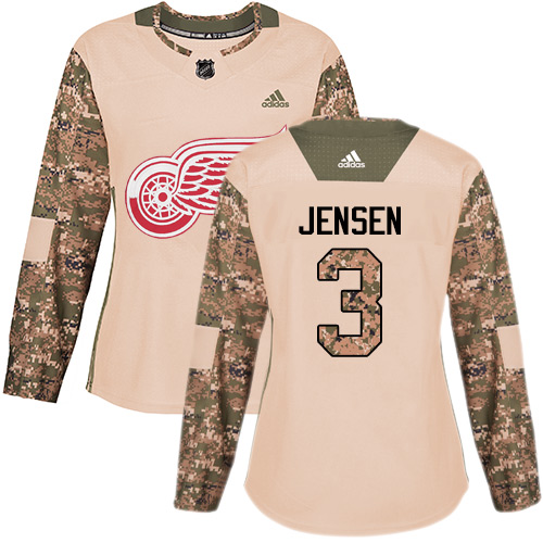 Women's Adidas Detroit Red Wings #3 Nick Jensen Authentic Camo Veterans Day Practice NHL Jersey
