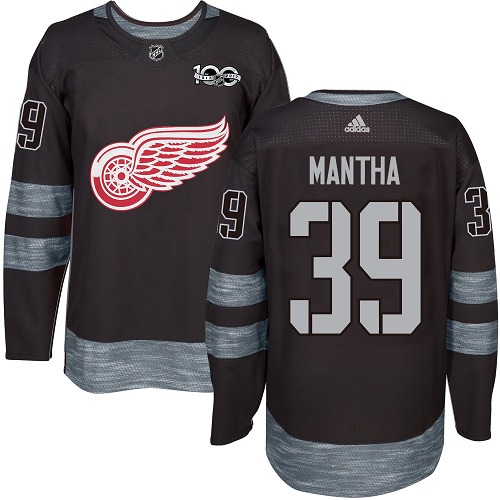 Men's Adidas Detroit Red Wings #39 Anthony Mantha Authentic Black 1917-2017 100th Anniversary NHL Jersey