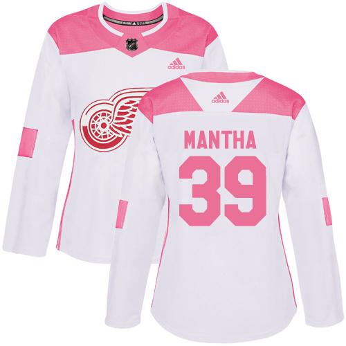 Women's Adidas Detroit Red Wings #39 Anthony Mantha Authentic White/Pink Fashion NHL Jersey
