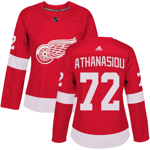 Women's Adidas Detroit Red Wings #72 Andreas Athanasiou Premier Red Home NHL Jersey
