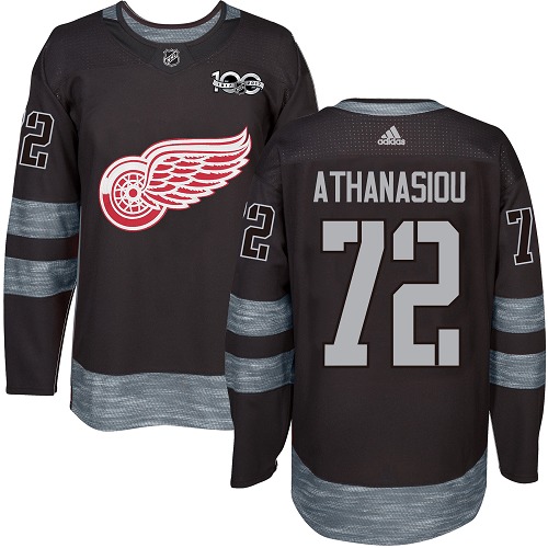 Men's Adidas Detroit Red Wings #72 Andreas Athanasiou Authentic Black 1917-2017 100th Anniversary NHL Jersey