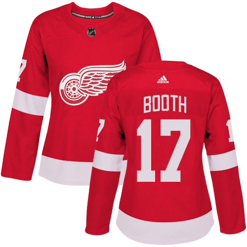 Women's Adidas Detroit Red Wings #17 David Booth Premier Red Home NHL Jersey