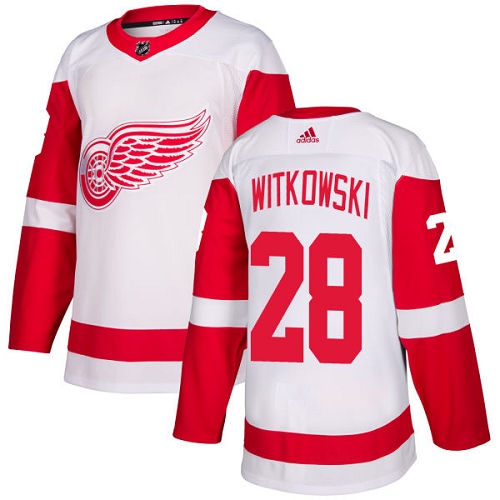 Men's Adidas Detroit Red Wings #28 Luke Witkowski Authentic White Away NHL Jersey