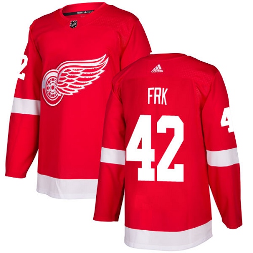 Men's Adidas Detroit Red Wings #42 Martin Frk Authentic Red Home NHL Jersey