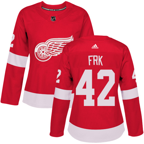 Women's Adidas Detroit Red Wings #42 Martin Frk Authentic Red Home NHL Jersey