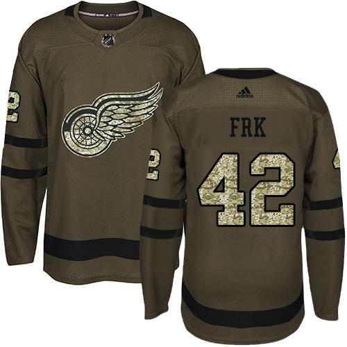 Youth Adidas Detroit Red Wings #42 Martin Frk Authentic Green Salute to Service NHL Jersey