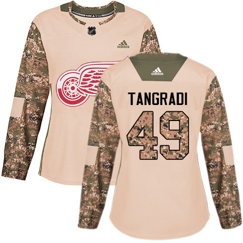 Women's Adidas Detroit Red Wings #49 Eric Tangradi Authentic Camo Veterans Day Practice NHL Jersey