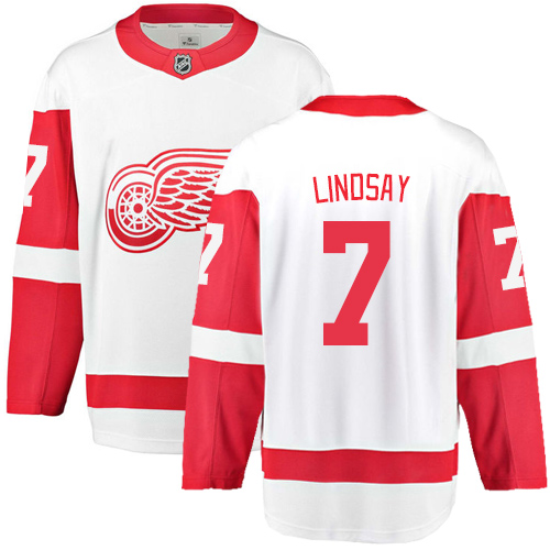 Youth Detroit Red Wings #7 Ted Lindsay Authentic White Away Fanatics Branded Breakaway NHL Jersey