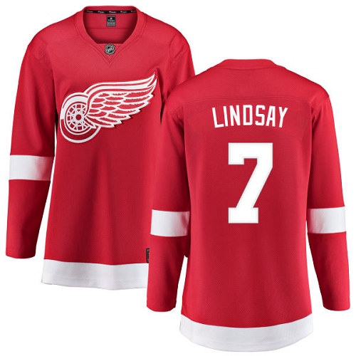 Women's Detroit Red Wings #7 Ted Lindsay Authentic Red Home Fanatics Branded Breakaway NHL Jersey