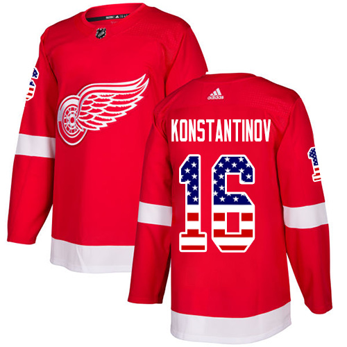 Youth Adidas Detroit Red Wings #16 Vladimir Konstantinov Authentic Red USA Flag Fashion NHL Jersey