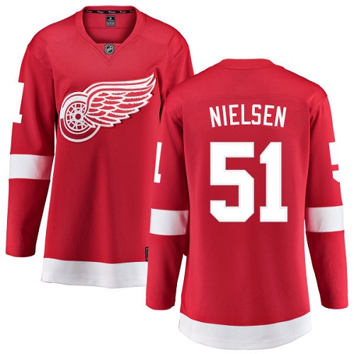 Women's Detroit Red Wings #51 Frans Nielsen Authentic Red Home Fanatics Branded Breakaway NHL Jersey