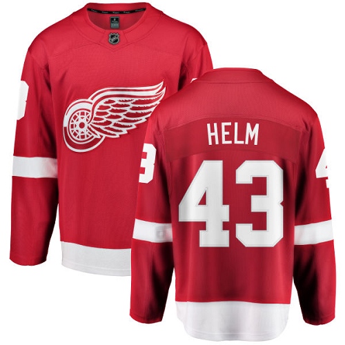Youth Detroit Red Wings #43 Darren Helm Authentic Red Home Fanatics Branded Breakaway NHL Jersey