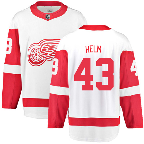 Youth Detroit Red Wings #43 Darren Helm Authentic White Away Fanatics Branded Breakaway NHL Jersey