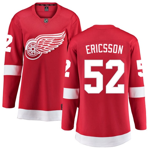 Women's Detroit Red Wings #52 Jonathan Ericsson Authentic Red Home Fanatics Branded Breakaway NHL Jersey