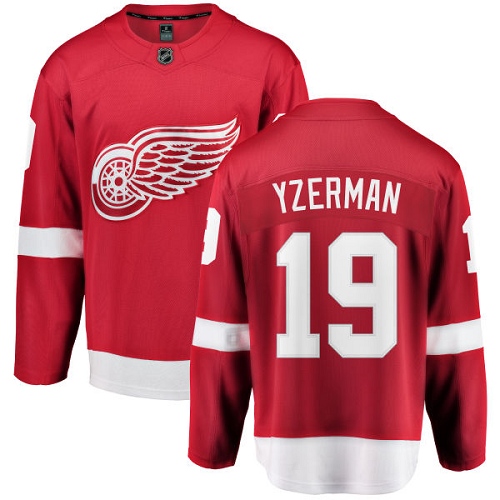 Youth Detroit Red Wings #19 Steve Yzerman Authentic Red Home Fanatics Branded Breakaway NHL Jersey