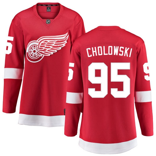 Women's Detroit Red Wings #95 Dennis Cholowski Authentic Red Home Fanatics Branded Breakaway NHL Jersey