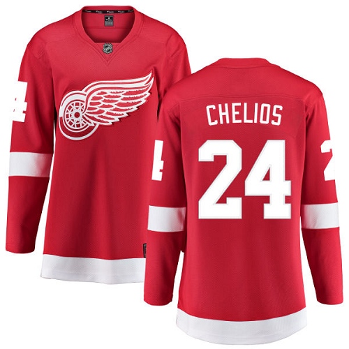 Women's Detroit Red Wings #24 Chris Chelios Authentic Red Home Fanatics Branded Breakaway NHL Jersey