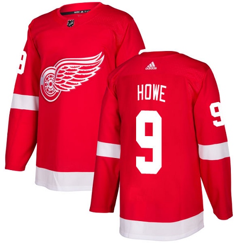 Men's Adidas Detroit Red Wings #9 Gordie Howe Authentic Red Home NHL Jersey