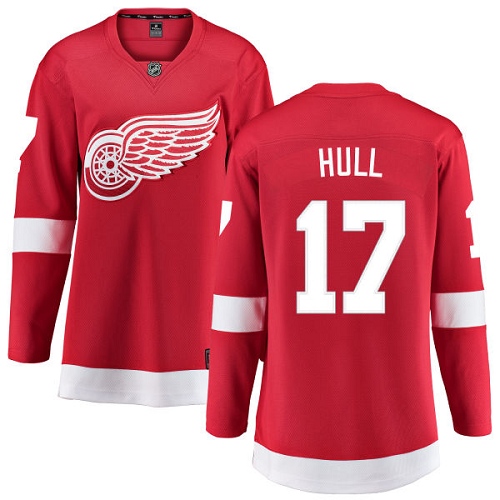 Women's Detroit Red Wings #17 Brett Hull Authentic Red Home Fanatics Branded Breakaway NHL Jersey