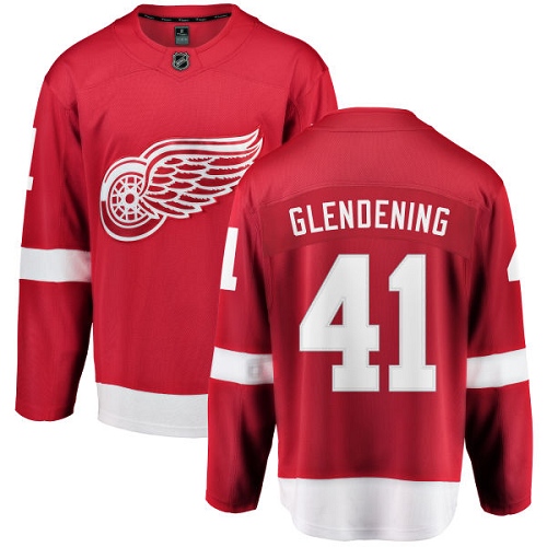 Youth Detroit Red Wings #41 Luke Glendening Authentic Red Home Fanatics Branded Breakaway NHL Jersey