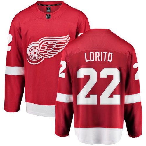 Youth Detroit Red Wings #22 Matthew Lorito Authentic Red Home Fanatics Branded Breakaway NHL Jersey