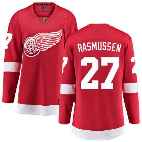 Women's Detroit Red Wings #27 Michael Rasmussen Authentic Red Home Fanatics Branded Breakaway NHL Jersey