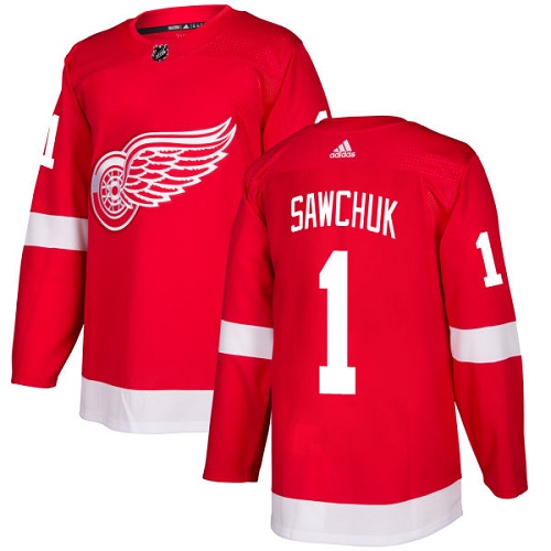 Men's Adidas Detroit Red Wings #1 Terry Sawchuk Premier Red Home NHL Jersey