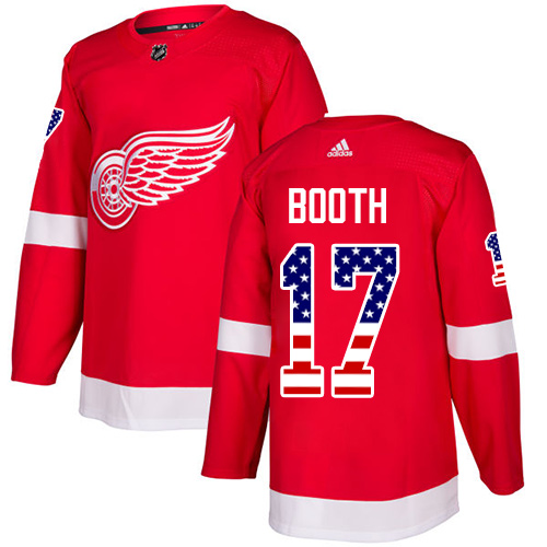 Men's Adidas Detroit Red Wings #17 David Booth Authentic Red USA Flag Fashion NHL Jersey