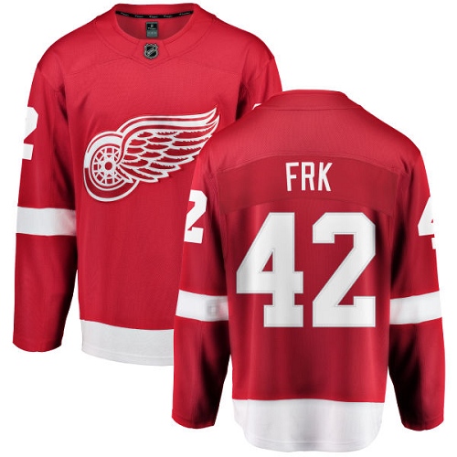Men's Detroit Red Wings #42 Martin Frk Authentic Red Home Fanatics Branded Breakaway NHL Jersey