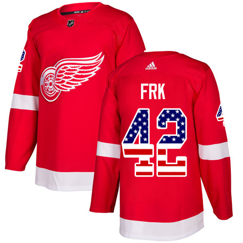 Men's Adidas Detroit Red Wings #42 Martin Frk Authentic Red USA Flag Fashion NHL Jersey