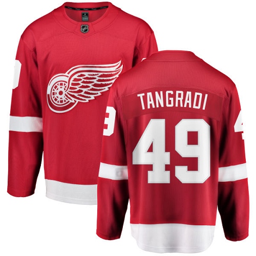 Men's Detroit Red Wings #49 Eric Tangradi Authentic Red Home Fanatics Branded Breakaway NHL Jersey