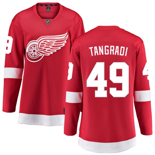 Women's Detroit Red Wings #49 Eric Tangradi Authentic Red Home Fanatics Branded Breakaway NHL Jersey