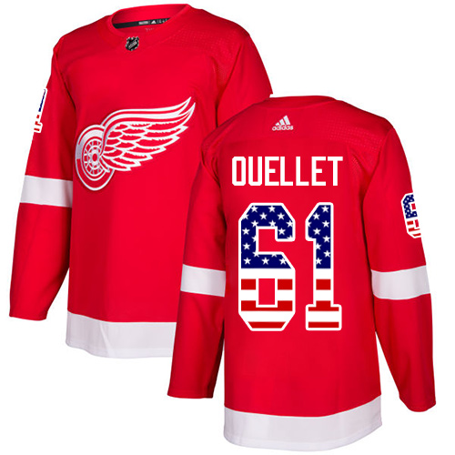 Youth Adidas Detroit Red Wings #61 Xavier Ouellet Authentic Red USA Flag Fashion NHL Jersey