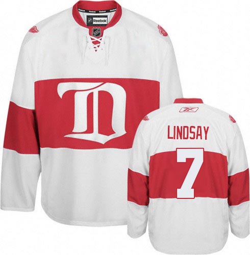 Men's Reebok Detroit Red Wings #7 Ted Lindsay Authentic White Third NHL Jersey