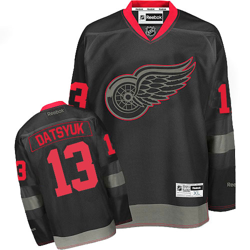 Men's Reebok Detroit Red Wings #13 Pavel Datsyuk Premier Black Ice NHL Jersey