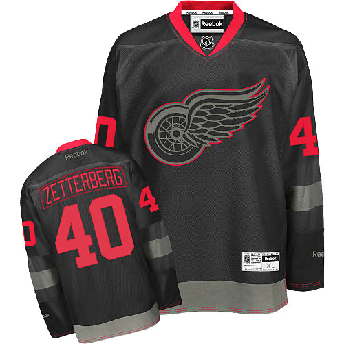 Men's Reebok Detroit Red Wings #40 Henrik Zetterberg Premier Black Ice NHL Jersey
