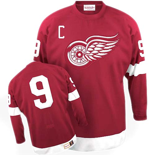 Men's Mitchell and Ness Detroit Red Wings #9 Gordie Howe Authentic Red Throwback NHL Jersey