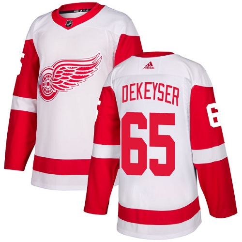 Men's Adidas Detroit Red Wings #65 Danny DeKeyser Authentic White Away NHL Jersey