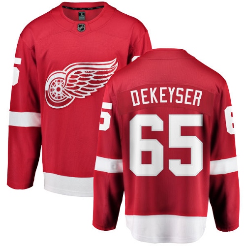 Men's Detroit Red Wings #65 Danny DeKeyser Authentic Red Home Fanatics Branded Breakaway NHL Jersey