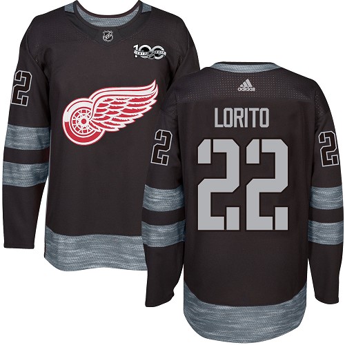 Men's Adidas Detroit Red Wings #22 Matthew Lorito Authentic Black 1917-2017 100th Anniversary NHL Jersey
