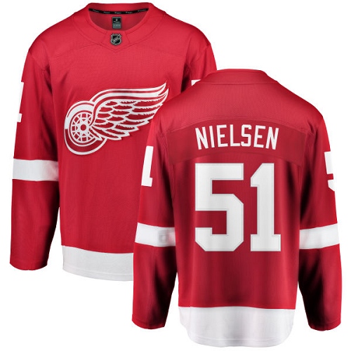 Men's Detroit Red Wings #51 Frans Nielsen Authentic Red Home Fanatics Branded Breakaway NHL Jersey