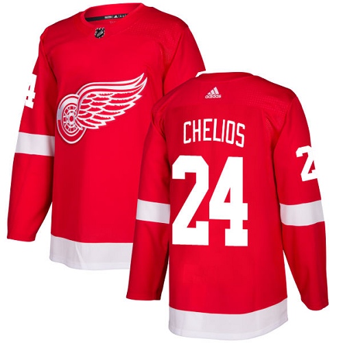 Men's Adidas Detroit Red Wings #24 Chris Chelios Authentic Red Home NHL Jersey