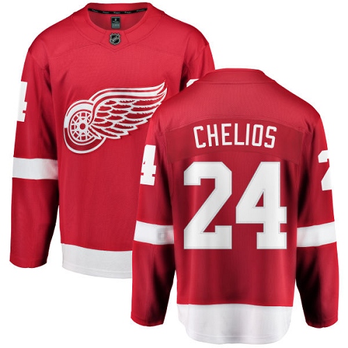 Men's Detroit Red Wings #24 Chris Chelios Authentic Red Home Fanatics Branded Breakaway NHL Jersey