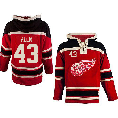 Men's Old Time Hockey Detroit Red Wings #43 Darren Helm Authentic Red Sawyer Hooded Sweatshirt
