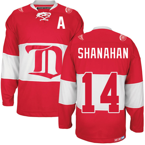 Men's CCM Detroit Red Wings #14 Brendan Shanahan Authentic Red Winter Classic Throwback NHL Jersey