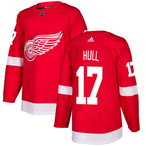 Men's Adidas Detroit Red Wings #17 Brett Hull Premier Red Home NHL Jersey