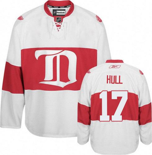 Men's Reebok Detroit Red Wings #17 Brett Hull Premier White Third NHL Jersey