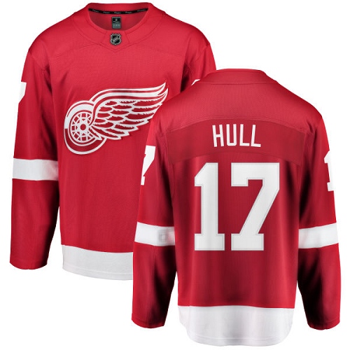 Men's Detroit Red Wings #17 Brett Hull Authentic Red Home Fanatics Branded Breakaway NHL Jersey