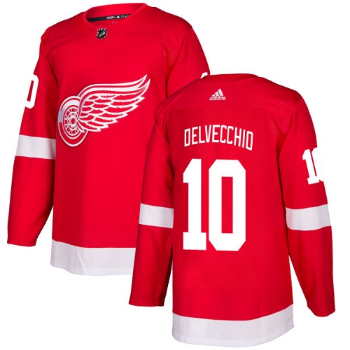 Men's Adidas Detroit Red Wings #10 Alex Delvecchio Premier Red Home NHL Jersey